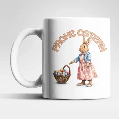 Produktbild von Ostern Hase Ostereier Kaffeetasse Teetasse Tasse Geschenkidee 325 ml – Hase-01