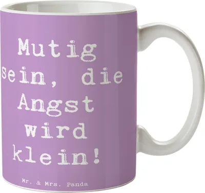 Produktbild von Mr. & Mrs. Panda Tasse Spruch Angst überwinden - Lavendeltraum - Geschenk, Unterstützung, Zuversicht, Vertrauem, Kaffeebecher, Trost, inspirierende Botschaften, bedruckt