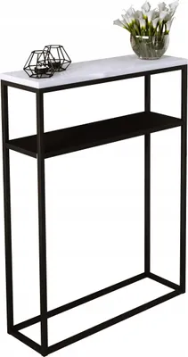 Zdjęcie produktu dla Konsola metalowa toaletka stolik półka stojąca loft biały połysk 60x20h80