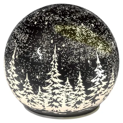 Produktbild von LED Deko Leuchtkugel 12cm Winternacht schwarzes Glas Waldmotiv formano