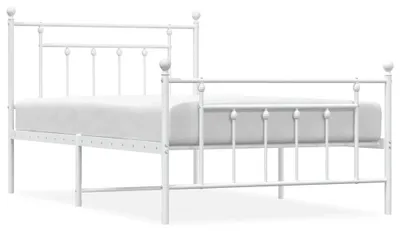 Productafbeelding van vidaXL Bedframe met hoofdeinde en voeteneinde, metaal, wit, 100x200 cm