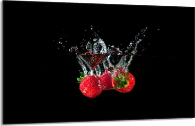 Produktbild von Herdabdeckplatte 80x52cm 1-teilig Glaskeramikkochfeld-Abdeckung Spritzschutz, Erdbeeren Schwarz