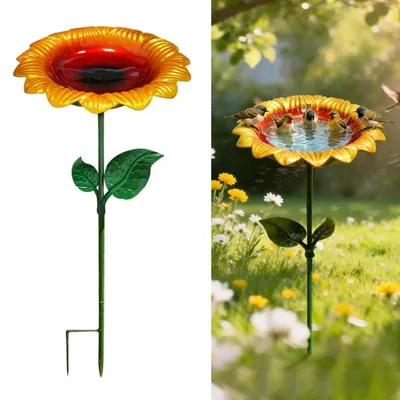 Produktbild von Vogeltränke Stehend Garten Metall Erdspieß Vogelbad Schmetterlingstränke 60 cm