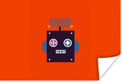 Produktbild von MuchoWow® Poster Roboter - Rot - Gesicht - Formen - Jungen - Kinder 60x40 cm - Schlafzimmerdekoration