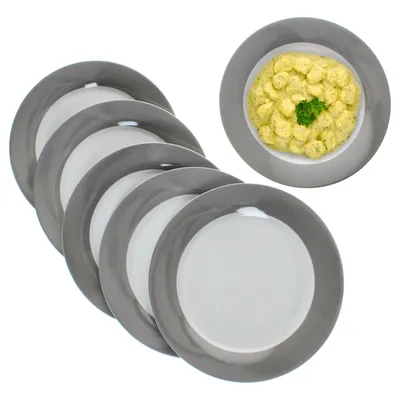 Zdjęcie produktu dla zestaw 6 szarych talerzy obiadowych Variant Ø27 cm kolorowe duże talerze obiadowe dla 6 osób