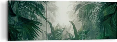 Produktbild von Bild auf Leinwand - Leinwandbild - 3 Teile - Dschungel Blätter Palmen - 120x40cm - Wand Bild - Wanddeko - Wandbilder - Leinwanddruck - Bilder - Wanddekoration - Leinwand bilder - CA120x40-4504