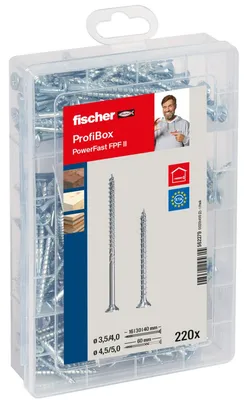 Produktbild von Fischer 562279, Schraubensatz, Verzinkter Stahl, Holz, Zink, Senkkopf, Pozidriv