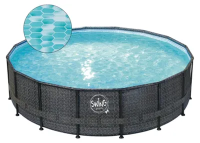 Obrázek produktu pro Rámový bazén ELITE WICKER Swing Set-up pool - kulatý - 4,88 x 1,22 m - rybí kost
