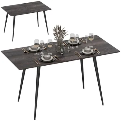 Imagen del producto de Mesa de comedor extensible – Mesa plegable – 120–160 cm – Para 8 personas – Patas de metal – Gris