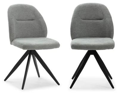 Image de CALICOSY - Lot de 2 chaises pivotantes en tissu avec pieds en métal noir L47 cm - TAMARA