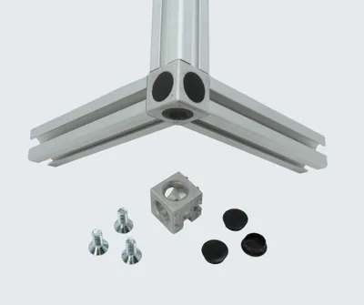 Produktbild von Würfelverbinder 45 - 3D inkl. Verschraubung für 45er Aluprofile Nut 10
