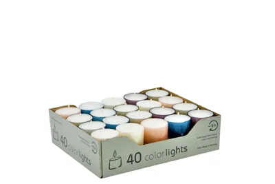 Produktbild von Colorlights Teelichter Pastell 40 Stück 8h Brenndauer sortiert