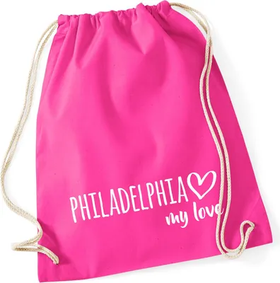 Produktbild von Huuraa Turnbeutel Philadelphia my love 12 Liter Fuchsia Baumwolle Rucksack Geschenkidee