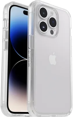 A clear protective case for an iPhone 14 Pro is shown.