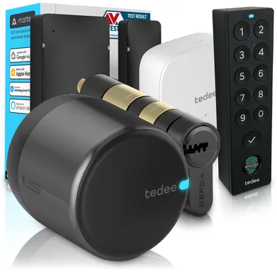 Immagine prodotto di tedee GO2 Alu Serratura Smart WiFi Completa | Impronta Digitale, Sensore Porta, Cilindro Classe 6 Antieffrazione | Matter, Alexa, Google Home, Apple HomeKit