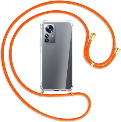Produktbild von Handykette Backcover-Schutzhülle mit Band (Metall goldfarben) für Xiaomi 12 Pro - neonorange
