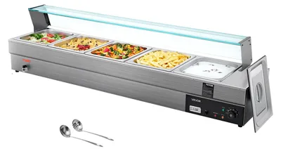 Image de Réchauffe-plats - Plat de maintien au chaud - Réchauffe-buffet - Bain-marie - Plat chauffant - 5 casseroles de 7,6 litres