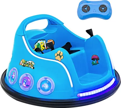 Produktbild von GOPLUS 12V Kinder Autoscooter, Elektro Bumper Car mit Fernbedienung, Joystick, blinkendem LED-Licht & Musik, Autoscooter mit 360 Grad Rotation & Vorwärts- und Rückwärtsfunktion (Blau)