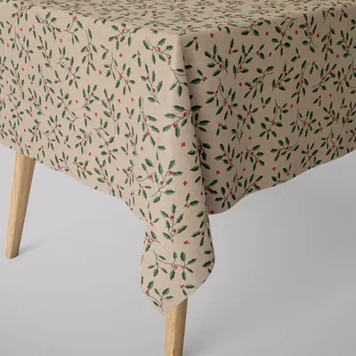 Produktbild von Tischdecke Stechpalmenzweige natur grün div. Größen SCHÖNER LEBEN. Größe 130x260cm