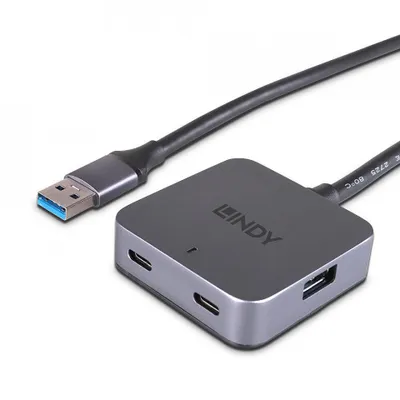 Zdjęcie produktu dla Lindy 43388, USB 3.2 Gen 1 (3.1 Gen 1) Type-A, USB 3.2 Gen 1 (3.1 Gen 1) Type-A, USB 3.2 Gen 1 (3.1 Gen 1) Type-C, 5000 Mbit/s, Czarny, Szary, Aluminium, Plastik, 5 m