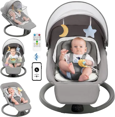 Productafbeelding van Elektrische Babyschommel - Babywipstoel - Babywieger - Schommelstoel Baby - Babywieg - 5 Schommelstanden