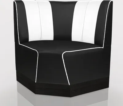 Produktbild von Americam 1 Gastro Rundbank B64xH97cm | Schwarz & Weiß | Gestreift | Diner Sitzbank Bistro Bank Lounge Polster Restaurant Hoch Möbel Bar Sitzmöbel