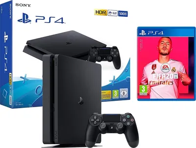 Produktbild von Sony Playstation 4 Slim schwarz 500GB + Fifa 20 FullHD HDMI BluRay kompatibel