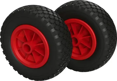 Produktbild von 2 x PolyurethanRad Ø 200 mm 2.50-4 Gleitlager Rolle Sliprolle Sliprad PANNENSICHER, schwarz/rot