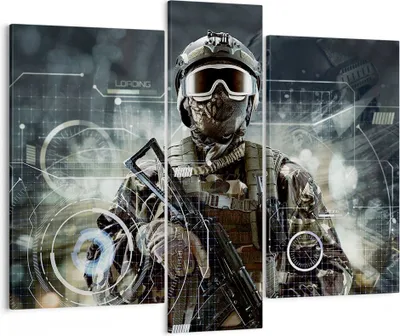 Produktbild von Bild auf Leinwand - Leinwandbild - Soldat Gewehr - 95x80cm - Wand Bild - Wanddeko - Wandbilder - Leinwanddruck - Bilder - Kunstdruck - Wanddekoration - Leinwand bilder - Wandkunst - CB95x80-4071