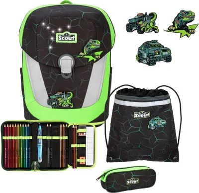 Image de Scout sac d'école LED Sunny II Set 5 pièces Dino Hunter gris foncé