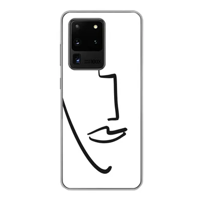 Produktbild von MuchoWow® Handyhülle Schutzhülle Hülle für Samsung Galaxy S20 Ultra Gesicht - Frau - Minimalismus Silikon Softcase Handy Hülle - Karteninhaber