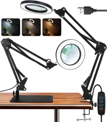 Produktbild von Lupenlampe, 2-in-1 Vergrößerung Lupen, 8-fache LED Lupenleuchte, 3 Farbmodi 10 Helligkeitsstufen Dimmbar, Lupelicht für Lesen, Nacharbeiten, Juweliere