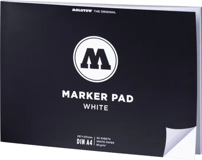 Produktbild von Qualtitätszeichenblock Marker Pad A4 white quer 90 g/qm 50 Blatt Packung mit 5 Stück