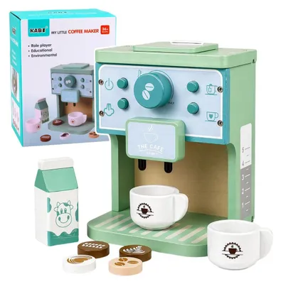 Image de Service à café en bois, comprenant une cafetière et des tasses