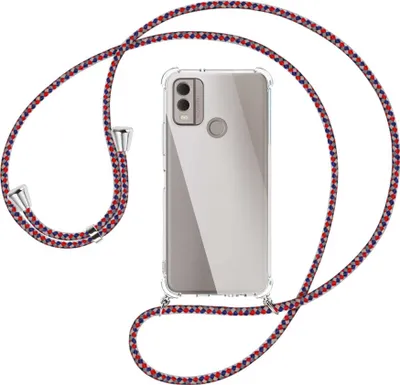 Produktbild von Handykette Backcover-Schutzhülle mit Band (Metall silberfarben) für Nokia C22 4G (6.5'') - silber/blau/rot