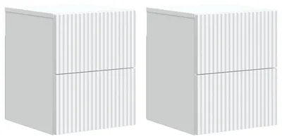 Image de vidaXL Table de chevet murale, lot de 2, blanc, 33 x 34,5 x 40 cm