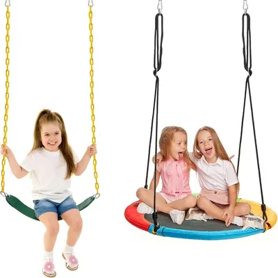 Produktbild von Schaukelset für Kinder, bestehend aus 2 Schaukeln – Nestschaukeln – Maximale Belastbarkeit: 150 kg – Material: EVA