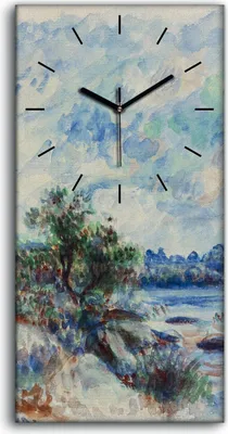 Produktbild von Küchenuhr Bürouhr Leinwand Uhr 30x60 Gemälde Fluss Wald Bäume Himmel Wolken - schwarze Hände