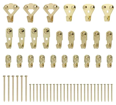 Produktbild von 25-teiliges Set Aufhängehaken für Bilderrahmen, stabiles Aufhängeset für Bilderrahmen, Metallhaken mit Nägeln, Aufhängehaken für Bilderrahmen, Metallhaken für Bilderrahmen, Spiegel, Gemälde und Dekorationen