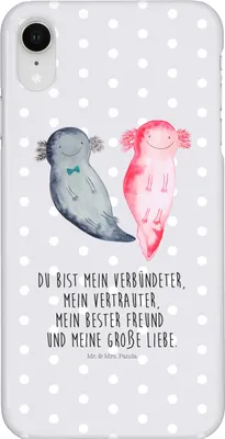 Produktbild von Mr. & Mrs. Panda Iphone XR Handyhülle Axolotl Freundin - Grau Pastell - Geschenk, Premium Kunststoff, Liebe, glücklich, Valentinstag, Handy Case