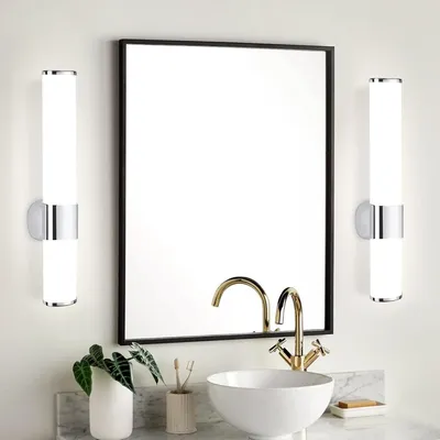 Zdjęcie produktu dla ZMH lustro światło łazienka Led kinkiet 6W zestaw 2 neutralna biała barwa światła 4000K lustro boczne oświetlenie szafki lustro chrom 35cm
