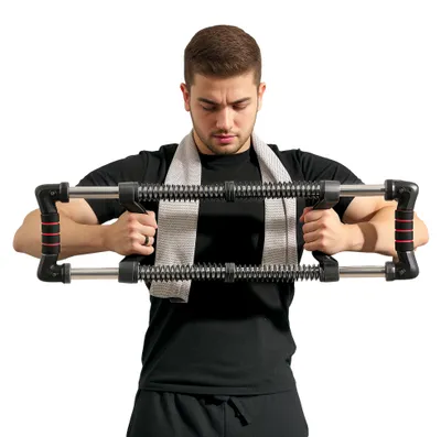Image de Extension de poitrine, résistance réglable 10-80 kg, musculation, ciblée sur les bras, noir