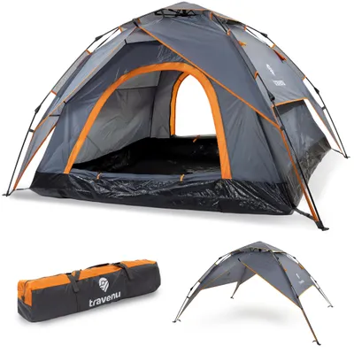 Produktbild von Travenu Pop-Up Wurfzelt - Wasserdicht mit Belüftetem Moskitonetz - Automatisches Kuppelzelt - Campingzelt für 2 Personen - 230x190x140 cm