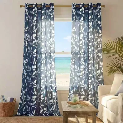 Image de XTMYI Rideaux bleus, 274 cm de long, pour salon, lot de 2, avec œillets, semi-transparents