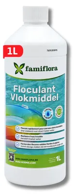 Produktbild von Famiflora Flockungsmittel flüssig 1L - flüssiges Flockungsmittel für kristallklares Wasser! - Agglomeriert Schmutz für einfache Entfernung und sofortiges klares Wasser