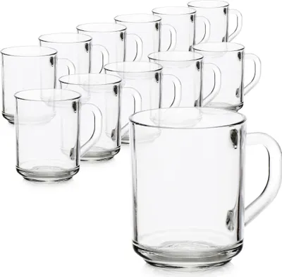 Produktbild von com-four® 12x Teeglas - Trinkgläser mit Henkel für Tee und Kaffee - Ideal für Heißgetränke, Kakao, Latte Macchiato und Cappuccino