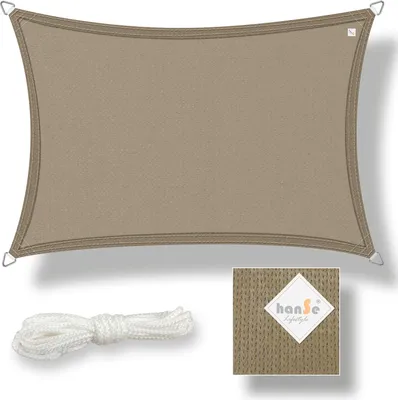 Produktbild von Hanse Sonnensegel Rechteck 2x3m, Taupe, HDPE, UV-Schutz, wasser- & winddurchlässig, bis zu 32% kühlere Temperatur