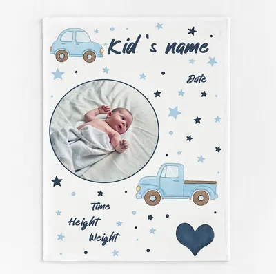 Produktbild von Personalisierte Babydecke mit Namen, 80 x 120 cm, Jungen und Madchen, Minky, Kinderdecke zur Geburt [081]