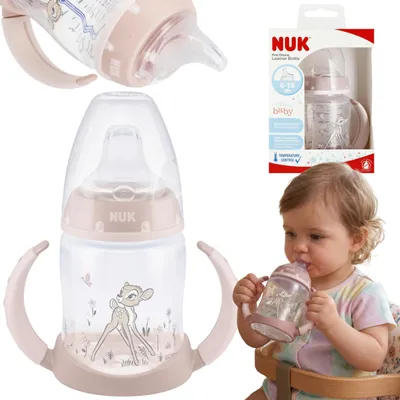 Produktbild von NUK Disney Bambi Trinklernflasche mit Griffen, Anti-Kolik, auslaufsicher, Silikon, 150 ml, 6–18 Monate