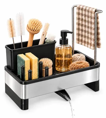 Produktbild von Spülbeckenorganizer Spülbeckenablage Küchenorganizer - Selbstablaufend - Mit Abtropfschale - Edelstahl - Für Küche und Badezimmer